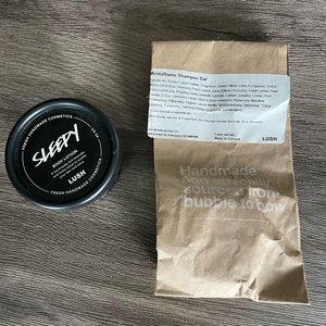 Lush shampoo bar and body lotion